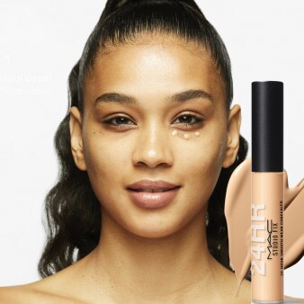 Model with MAC Cosmetics product.